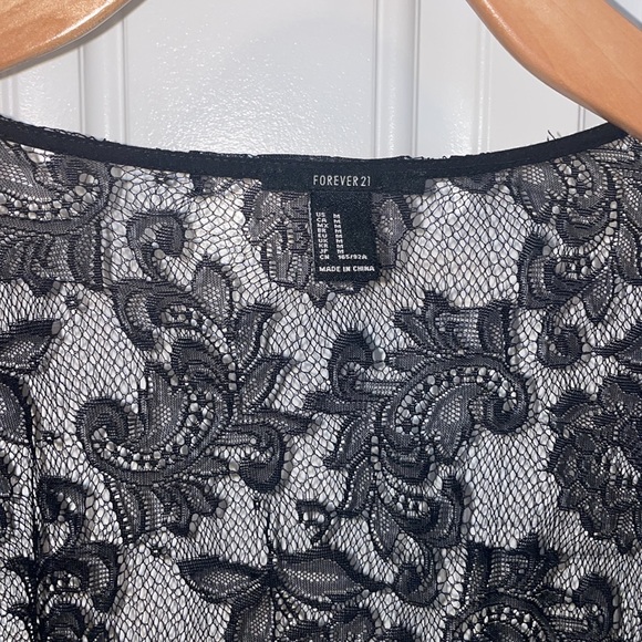 F21 Black Lace Long Cardigan / Cover Up - Picture 3 of 4